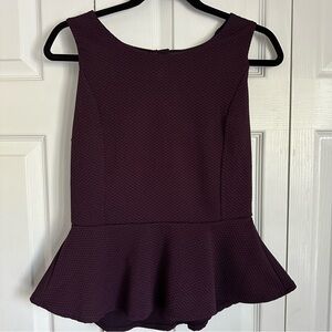 New York & Company Stretch Textured Peplum Zip Back Top Sz S Corpcore Career